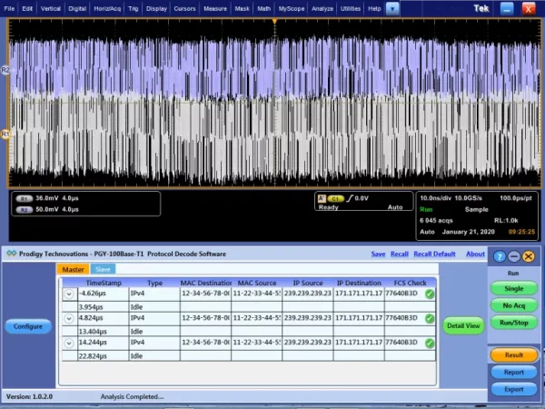 100BaseT1 Automotive Ethernet Protocol Decode Software